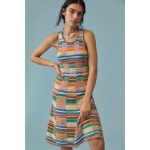 Daily Practice Dress Womens Small Pink Crochet Patchwork Stretch Knit Boho Beach
